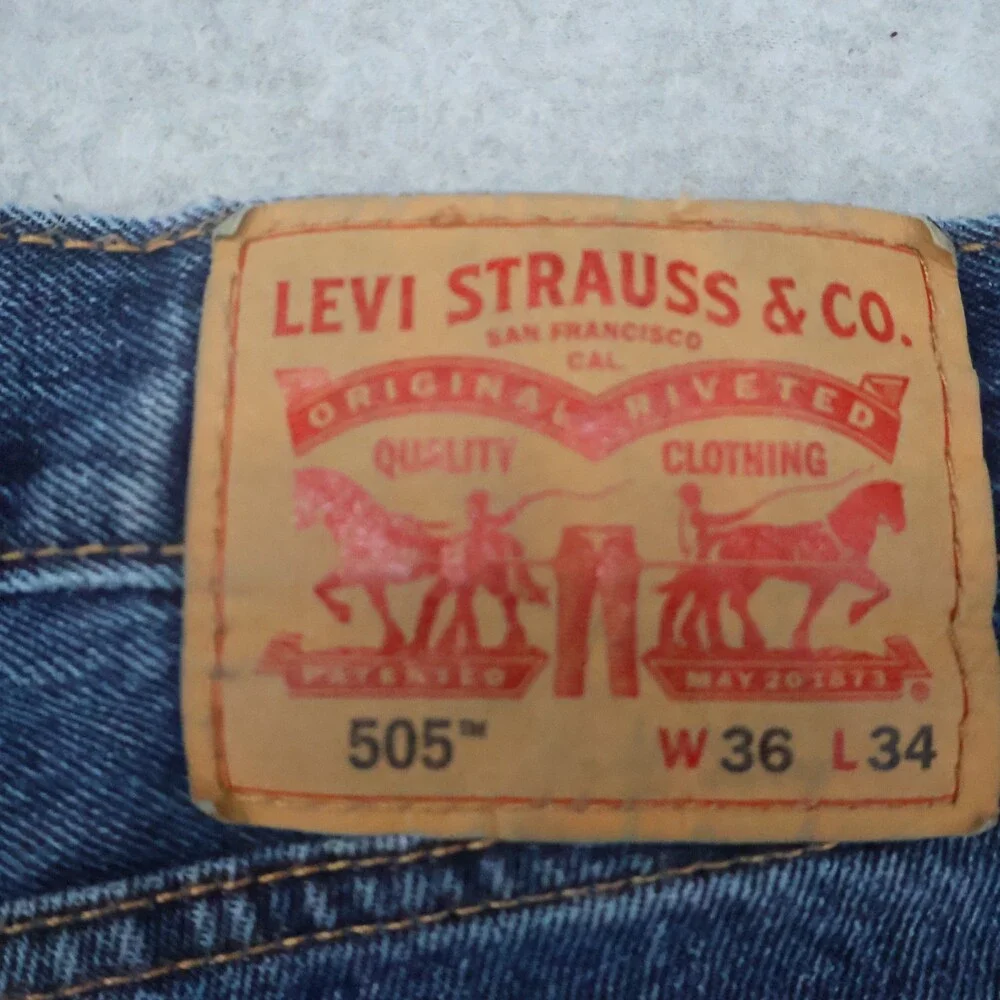 Levi's 505 Men's Jeans W36 L34 Dark Wash Blue Denim Straight Leg